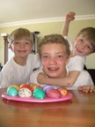 4/12/2009 - Our dyed eggs with our crazy monkeys