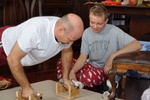 12/25/2010 - Mason made push-up supports for Chris' injured wrists